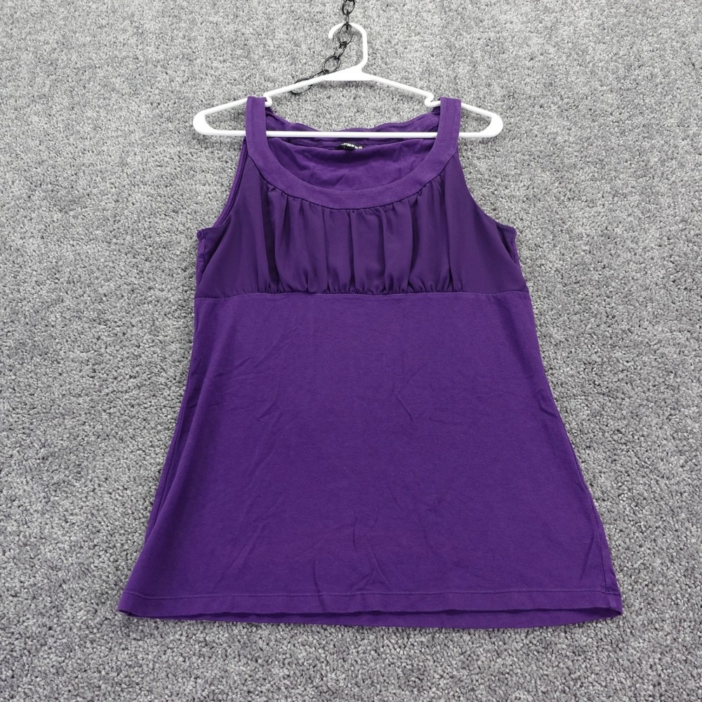 Express Tank Top Womens Large Purple Sleeveless Scoop Neck Pleated Casual Blouse